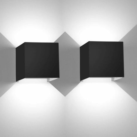 2 Pcs 12W Applique Murale LED Haut Bas Intérieur Noir Moderne Aluminium Luminaire Murale pour Salon Chambre Salle de Bain Cuisine Salle à Manger, Blanc Froid (1/5)