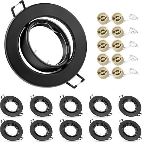 10 Recessed Frame, GU10 Socket, 30° Adjustable Spotlight, Aluminum, Ceiling, Indoor (1/5)
