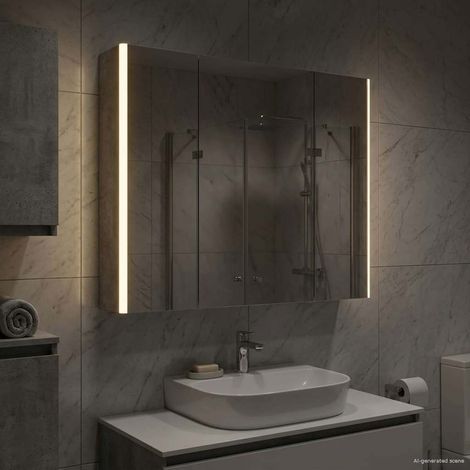 vidaXL Mobiletto per specchio da bagno Grigio cemento