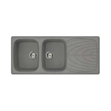 Lavello Elleci Incasso 2 vasche 116x50 Master 500 Metaltek Grigio Titanium LMM50073