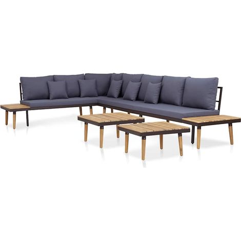 Maison Exclusive - Set Divani da Giardino 7 Posti con Cuscini Legno Acacia Marrone (1/5)