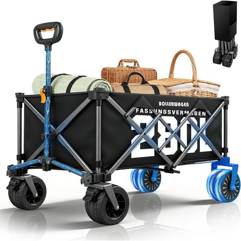 Elektrokarre Bollerwagen Faltbar, mit Bürstenlos Motor  Vollständig Faltbares Design  280L bis 80KG  3 Geschwindigkeiten einstellbar, Handwagen faltbar für Garten Camping Einkauf (Schwarz) (1/5)