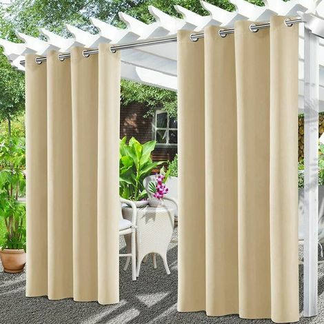 Outdoor Awnings, Waterproof Pergola Awning, Outdoor Sun Shade Awning for Balcony, Patio, Porch, Pergola, Gazebo (132 x 213cm, Beige) MUMU