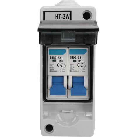 Disjoncteur Miniature, Protection De Commutateur MCB à 2 Voies Boîtier De Distribution étanche 230 V Basse Tension Montage Sur Rail DIN Disjoncteur Montage Sur Rail DIN Pour Intérieur Extérieur (1/5)