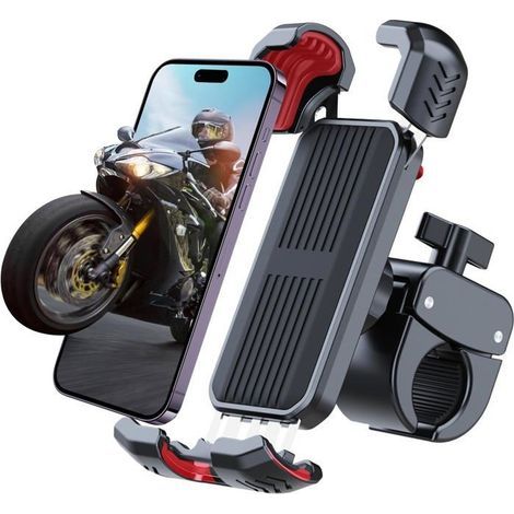 Bike Phone Holder, PME1 Universal Motorcycle Phone Holder for Handlebar 360° Rotation Anti-Slip Tool-Free Installation (1/5)