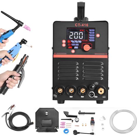 Mophorn 3-in-1 Schweißgerät Kombi, Schneiden/WIG/MMA, 50-A-Plasmaschneider & 200-A-WIG-Schweißgerät, LED-Digitalanzeige mit 2T/4T/PA/PT-Funktion für Heimwerker und Werkstätten (1/5)