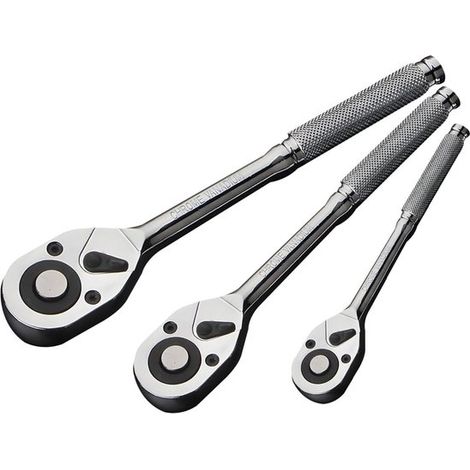 Llave de carraca de 3 piezas y 24 dientes，de liberación rápida y reversible，pulida en aleación de cromo，padres y madres (1/4''，3/8''，1/2'') (1/5)