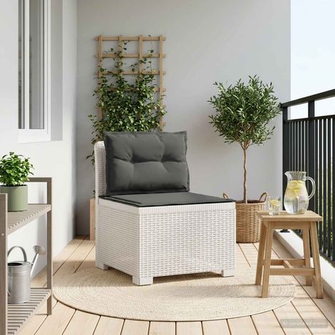 Canapé de Jardin 1 Place Fauteuil d'Extérieur en PP Look Rotin Blanc avec Coussins - PANGIVO (1/5)