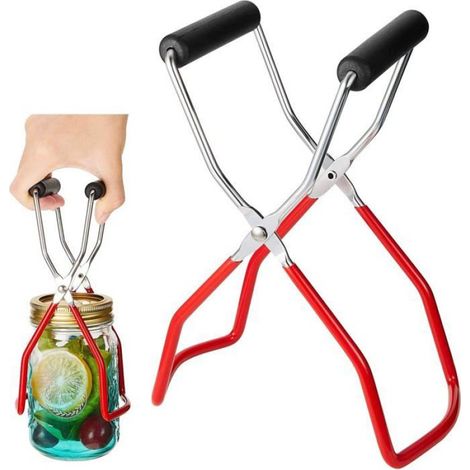 Pinces de levage pour bocaux - - Poignées en caoutchouc - Acier inoxydable - Antidérapant - 8,66" x 3" x 1,5" (1/5)