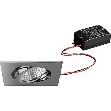 Brumberg LED Einbaustrahler, 230V, 6W, 3000K, 640 lm, eckig, chrom - mit Netzteil - 82 x 82 x 2 mm