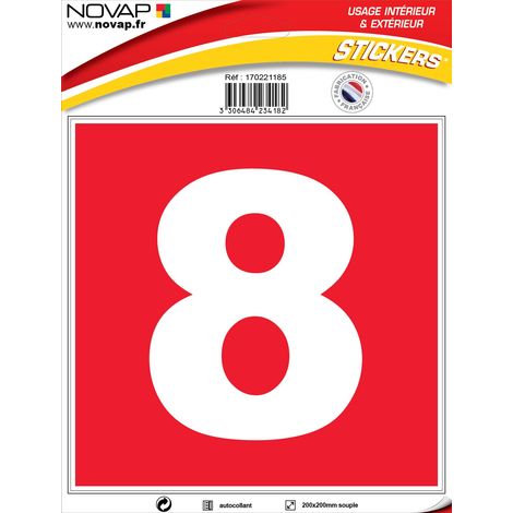 N°8 - 200x200mm - Adhésif Rouge - 4234182