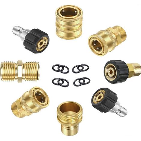 Adaptateurs M22, buse haute pression, pistolet HP, x8 Kit 8 raccords M22, adaptateurs rapides pour buse haute pression, pistolet haute pression et tuyaux (1/5)