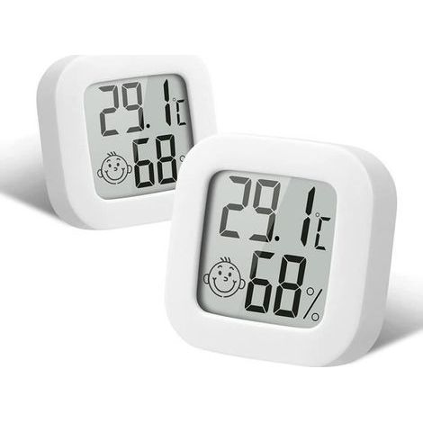 (Weiß – 2er-Pack) Innenthermometer-Hygrometer, 2 Mini-Hochpräzisions-Digitalthermometer-Hygrometer (1/4)