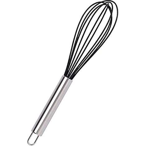 Fouet de cuisine en silicone, mini fouet ballon, batteur à œufs manuel en acier inoxydable et silicone avec revêtement antiadhésif, pour mélanger, fouetter, battre, remuer, cuisiner et pâtisser. (1/5)