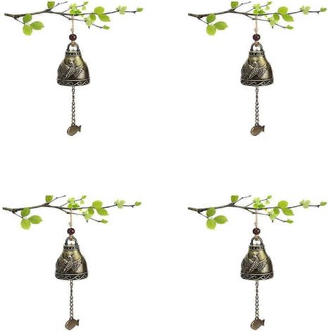 Lot de 4 cloches Feng Shui chinoises Clochette Feng Shui - Clochette à vent suspendue, élément Feng Shui, sonnette de porte ou décoration (Phénix) (1/5)