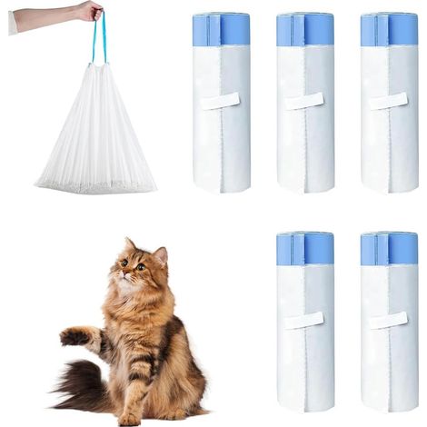 Sacs Hygièniques Pour Litière Chat, Lot de 75 Sacs Poubelle, Doublures Sac à Litière pour Chat, Bac à litière Automatique Autonettoyant Accessoires de Nettoyage (45x 50 cm)
