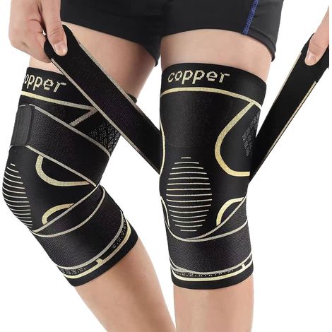 Sportkniebandage aus Nylon und Kupfer für Bergsteigen, Basketball und Laufen. Atmungsaktiver Stützgurt für das Knie. (1/5)