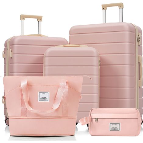 Ensemble valise M-L-XL coque rigide ABS, rose, pour maison et usage quotidien, format pratique, style moderne et facile à associer