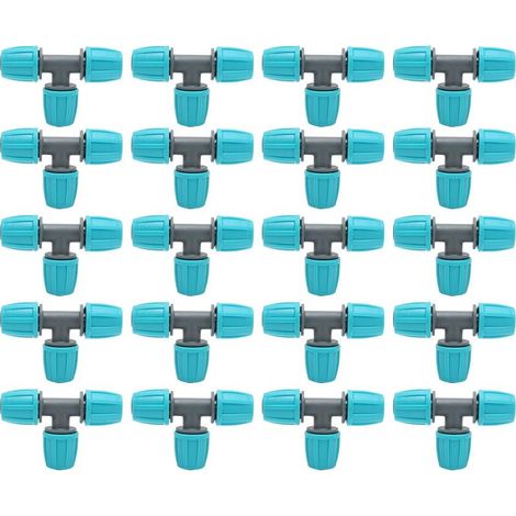 Raccords d'irrigation en PE 16 mm – Lot de 20 té pour serres, jardins et agriculture professionnelle (1/5)