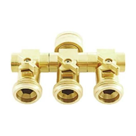 PRESA RUBINETTO IN OTTONE TRE USCITE FILETTATE  femmina 3/4"  IRRIGAZIONE