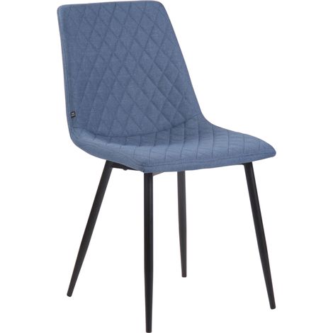 Chaise de salle à manger Telde en tissu avec Piètement en Métal noir mat Bleu (1/5)