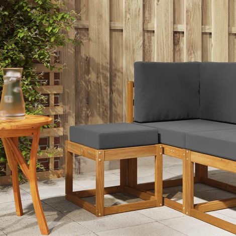 Hocker Bank mit Kissen Natur und Anthrazit 43 x 43 x 37 cm