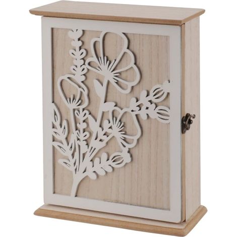 Boîte à clés Murale en Bois Armoire a Clef Murale avec 6 Crochets Boîte à Clés en Bois pour Les entrées, Les Chambres et Les couloirs - 26 20 6cm (1/5)