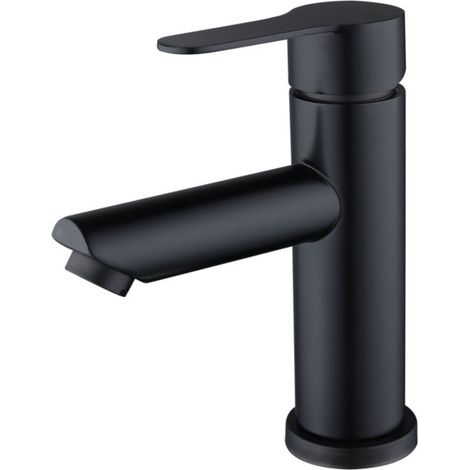 Robinet Salle de Bain Monotrou Noir Mat Élégante Mitigeur Monocommande Vasque Lavabo (1/5)
