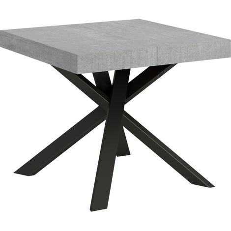 Tavolo Clerk 90x90 allungato 194 piano Cemento gambe Antracite (1/5)