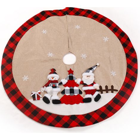 Jupe d'arbre de Noël 47" Décoration de vacances de Noël en flocon de neige rouge YMYNY (1/4)