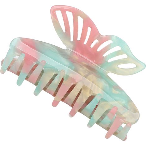 Pince à cheveux papillon, clips crantés solides pour cheveux fins ou épais, barrettes de maintien, lot de 2, vert, accessoire cadeau idéal (1/5)