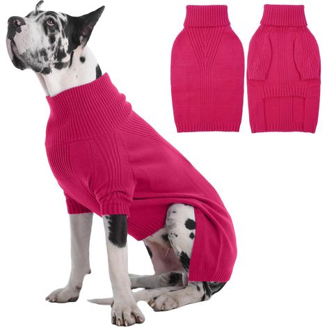 Suéter navideño rosa y rojo para perro, talla extragrande 5XL, con cuello alto. (1/5)