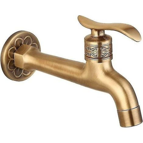 Antique Brass Faucet Handle Laundry Bathroom Wall Mounted Washing Machine Faucet Outdoor Garden Sing (1/5)