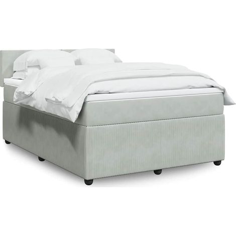 Boxspringbett mit Matratze Hellgrau 140x190 cm Samt