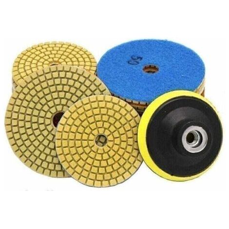 Lot de 10 tampons de polissage diamant humide/sec pour polir la pierre Accessoires de polissage de pierre Disque de meulage + 1 tampon de support pour granit marbre, céramique, béton,GU.B/bo (1/5)