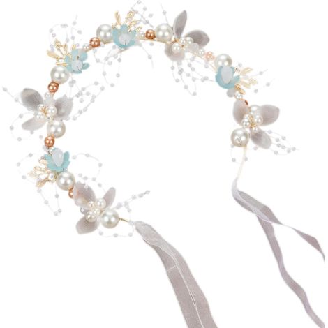 Blumenmädchen-Tiara, Blumenmädchen-Krone Elegante handgefertigte Perlenkronen-Blumen-Tiara für Mädchen,Multifunktionaler Blumenmädchen-Haarschmuck, verstellbarer Girlanden-Kopfschmuck für den täglic (1/5)