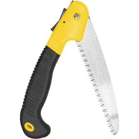Scie à élaguer, scie à main, scie pliante d'extérieur Longueur de la lame de scie 18 cm Lame en acier pour réparer les jardins de terrasse, le camping de voyage, scie pliable de 39 cm (jaune) (1/4)