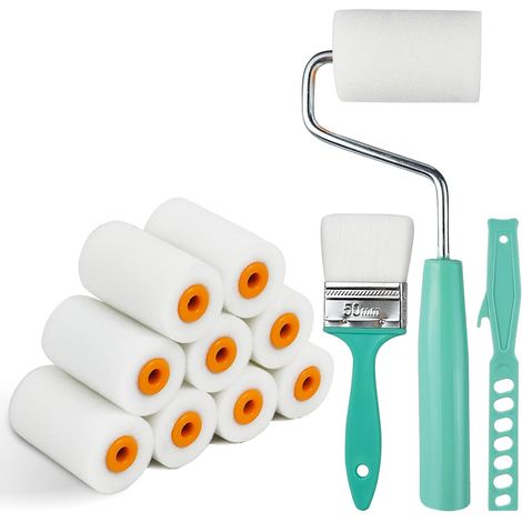 Set mit 12 kleinen Schaumstoff-Farbrollern mit Griffen – Zum Zeichnen und Malen – Aus hochdichtem Schaumstoff – Mini-Farbroller für Möbel – Streichen und Renovieren (1/5)
