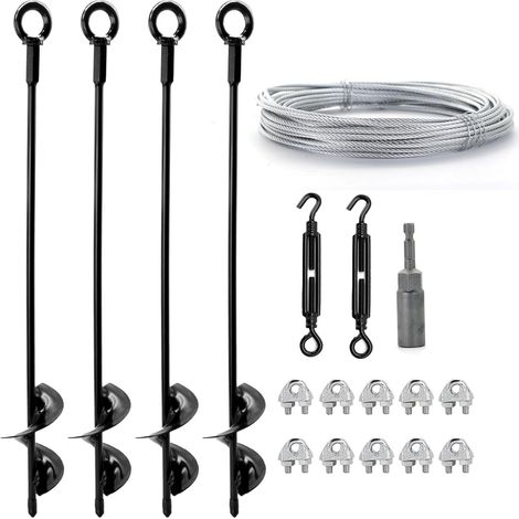 45cm Ground Anchor Kit with 15m Galvanized Steel Cable (1/5)