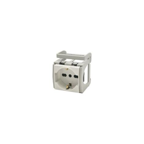 FAEG Omega Schienenadapterbuchse mit 2P+T 10/16 A Schuko-Buchse – Modell FG14242 (1/2)