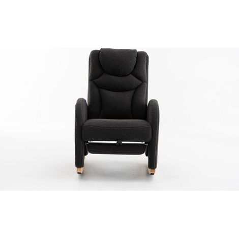 Fauteuil à bascule avec accoudoirs en fausse fourrure, gris (1/5)
