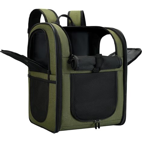 Sac à dos extensible pour animaux de compagnie, transporteur pliable pour chat et chien avec coussin lavable, respirant et confortable pour voyages et randonnées