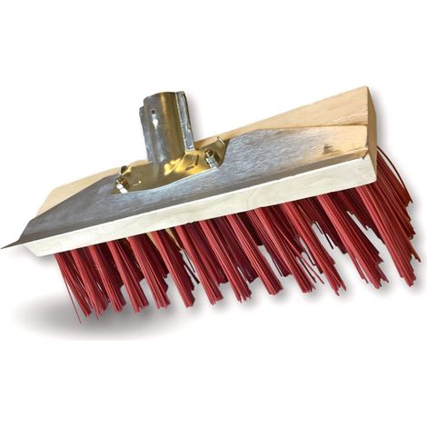 Kibros – Balai de cantonnier 32 cm – Garnissage PVC rouge – Semelle bois – Douille métal Ø 28 mm – 2630BRB (1/5)