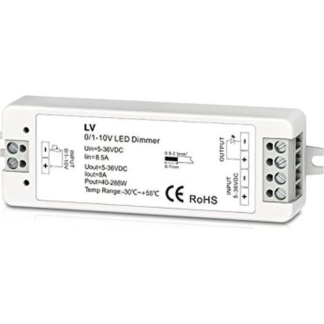 Variateur LED 1 Canal 8A - Compatible 0-10V - Sortie PWM Sans Scintillement - Pour Éclairage Intérieur et Extérieur - 5-36V DC (1/5)
