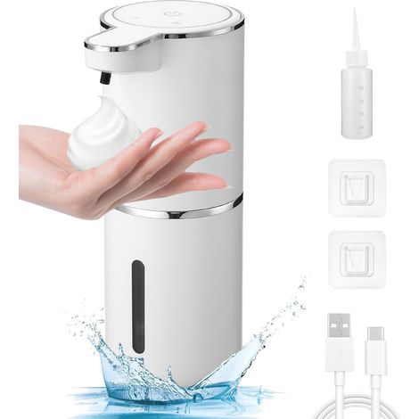 Automatischer Seifenspender, 380 ml, wandmontierter automatischer Seifenspender, mit wiederaufladbarem USB, IPX5 wasserdichter berührungsloser Seifenspender, geeignet für die Küche