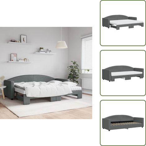 Sofá cama con cama nido - vidaXL Sofá cama nido con colchón tela gris oscuro 80x200 cm - Sofá cama gris