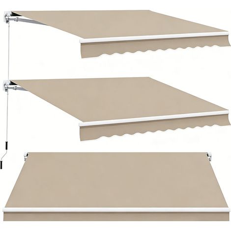 3er-Set  alu-Gelenkarmmarkise 3,95m Sonnenschutz Beige für Balkon & Terrasse
