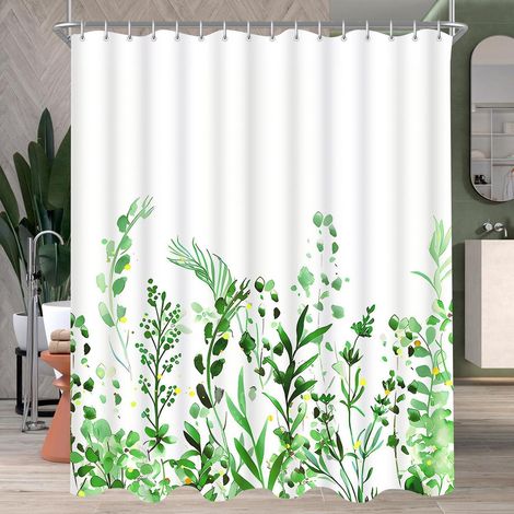 Duschvorhang Blumen Blätter 240x200cm Saum Antischimmel Wasserdicht Badezimmer (1/5)