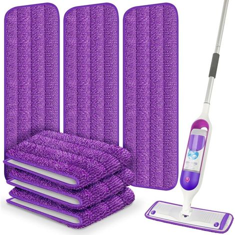 3er-Pack Swiffer PowerMop kompatible Pads – Trapezförmige Ersatzköpfe aus violetter Reinigungsfaser, für Sprühreinigung, mit Klettverschluss (1/4)