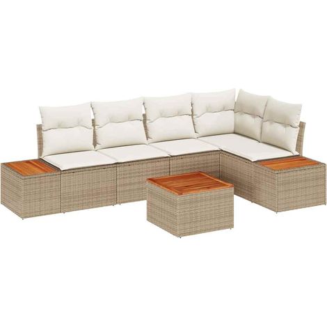 Maison Exclusive - Set Divano da Giardino 6 pcs beige e panna Poly Rattan (1/5)